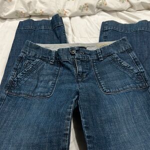 Wide leg blue jeans